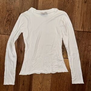 Something Navy long sleeve white t shirt